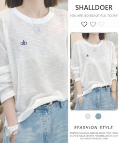 Korean Style High-End White Long Sleeve T-Shirt for Women, Lightweight Sun Protection Top for Summer 2025