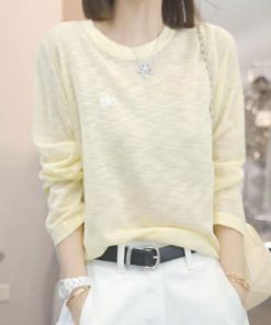 Korean Style High-End White Long Sleeve T-Shirt for Women, Lightweight Sun Protection Top for Summer 2025