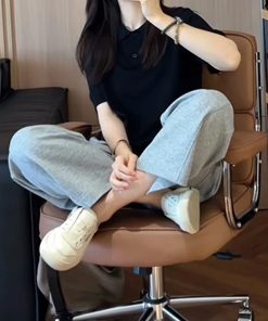 Korean Style High-Waisted Solid Color Casual Pants for Women - 2025 Summer Fashion, Youthful Slimming Fit