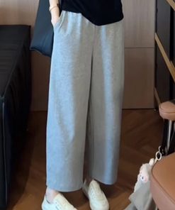 Korean Style High-Waisted Solid Color Casual Pants for Women - 2025 Summer Fashion, Youthful Slimming Fit