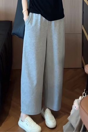 Korean Style High-Waisted Solid Color Casual Pants for Women - 2025 Summer Fashion, Youthful Slimming Fit