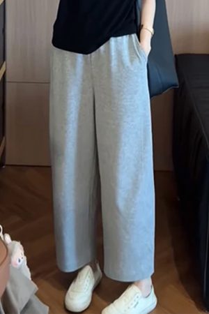 Korean Style High-Waisted Solid Color Casual Pants for Women - 2025 Summer Fashion, Youthful Slimming Fit