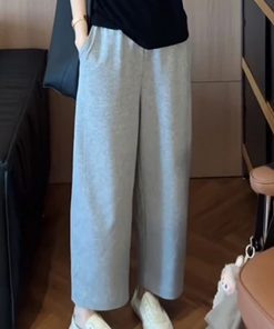 Korean Style High-Waisted Solid Color Casual Pants for Women - 2025 Summer Fashion, Youthful Slimming Fit