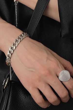 Korean-Style Hollow Mesh Large Ball Ring for Women - Cool Minimalist High-End Finger Accessory 2025