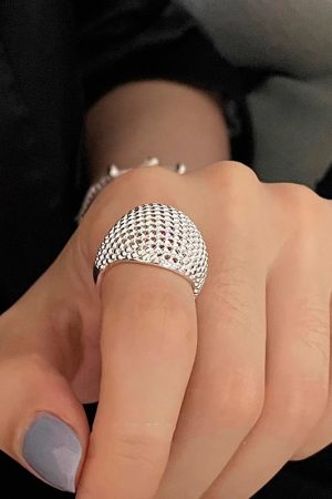 Korean-Style Hollow Mesh Large Ball Ring for Women - Cool Minimalist High-End Finger Accessory 2025
