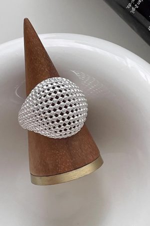Korean-Style Hollow Mesh Large Ball Ring for Women - Cool Minimalist High-End Finger Accessory 2025