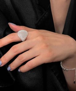 Korean-Style Hollow Mesh Large Ball Ring for Women - Cool Minimalist High-End Finger Accessory 2025