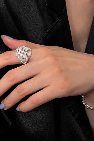 Korean-Style Hollow Mesh Large Ball Ring for Women - Cool Minimalist High-End Finger Accessory 2025