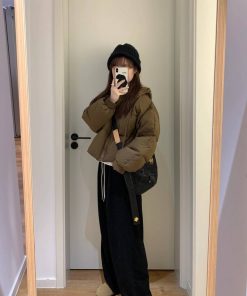 Korean Style Hooded White Duck Down Jacket for Women, Loose Fit, Versatile Short Winter Coat, Thick Cotton Outerwear for Petites