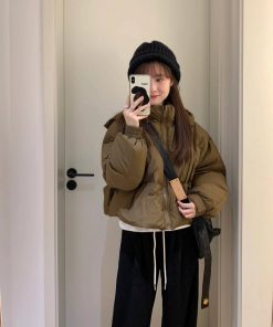 Korean Style Hooded White Duck Down Jacket for Women, Loose Fit, Versatile Short Winter Coat, Thick Cotton Outerwear for Petites