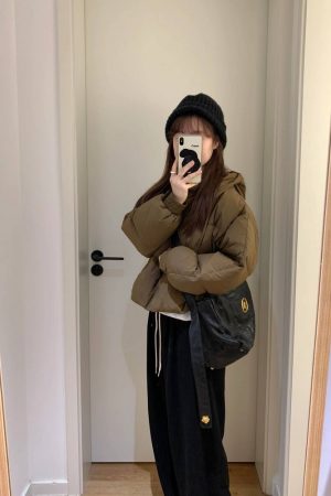 Korean Style Hooded White Duck Down Jacket for Women, Loose Fit, Versatile Short Winter Coat, Thick Cotton Outerwear for Petites