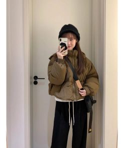 Korean Style Hooded White Duck Down Jacket for Women, Loose Fit, Versatile Short Winter Coat, Thick Cotton Outerwear for Petites