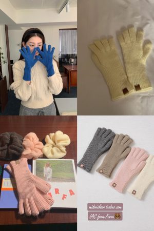 Korean Style Knitted Five-Finger Touchscreen Long Gloves for Autumn & Winter - Warm and Cozy Fashion Accessory