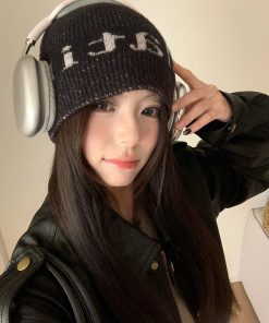 Korean Style Knitted Wool Beanie for Women - Trendy Autumn Winter Ear-Protecting Hat, Warm and Face-Shaping Cold Weather Accessory