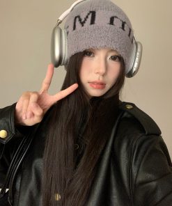 Korean Style Knitted Wool Beanie for Women - Trendy Autumn Winter Ear-Protecting Hat, Warm and Face-Shaping Cold Weather Accessory