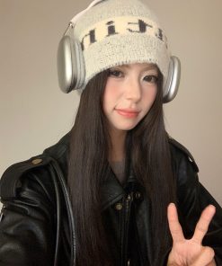 Korean Style Knitted Wool Beanie for Women - Trendy Autumn Winter Ear-Protecting Hat, Warm and Face-Shaping Cold Weather Accessory