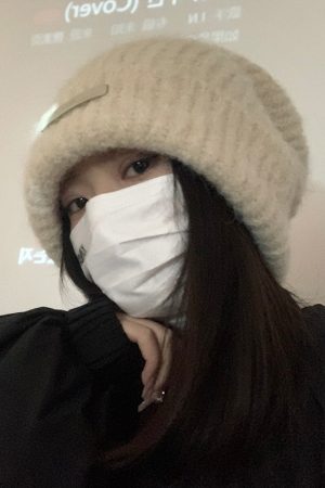 Korean Style Knitted Wool Hat for Women - Warm Solid Color Ear Protection, Versatile Autumn & Winter Fashion Accessory for Small Faces