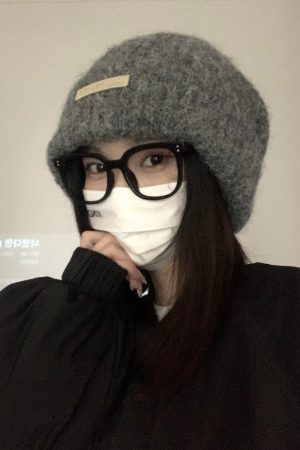 Korean Style Knitted Wool Hat for Women - Warm Solid Color Ear Protection, Versatile Autumn & Winter Fashion Accessory for Small Faces