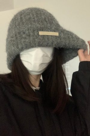 Korean Style Knitted Wool Hat for Women - Warm Solid Color Ear Protection, Versatile Autumn & Winter Fashion Accessory for Small Faces
