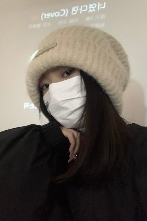 Korean Style Knitted Wool Hat for Women - Warm Solid Color Ear Protection, Versatile Autumn & Winter Fashion Accessory for Small Faces