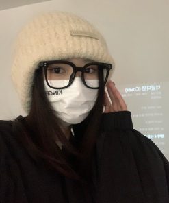 Korean Style Knitted Wool Hat for Women - Warm Solid Color Ear Protection, Versatile Autumn & Winter Fashion Accessory for Small Faces