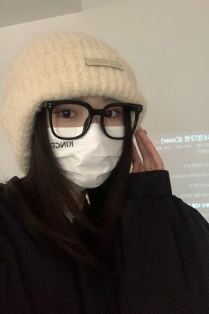 Korean Style Knitted Wool Hat for Women - Warm Solid Color Ear Protection, Versatile Autumn & Winter Fashion Accessory for Small Faces