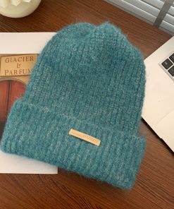 Korean Style Knitted Wool Hat for Women - Warm Solid Color Ear Protection, Versatile Autumn & Winter Fashion Accessory for Small Faces