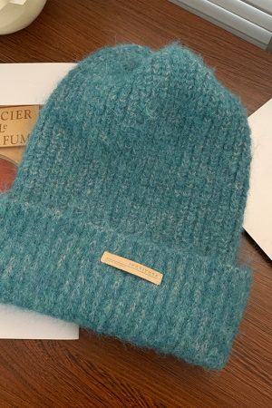 Korean Style Knitted Wool Hat for Women - Warm Solid Color Ear Protection, Versatile Autumn & Winter Fashion Accessory for Small Faces
