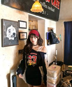 Korean Style Lace Asymmetrical Shoulder T-Shirt Dress for Women - Long Sleeve Waist-Defining Bodycon Mini Dress for Autumn Winter