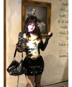 Korean Style Lace Hollow Knit Top for Women - Spicy Girl Long Sleeve Slimming Plush Top for Autumn Winter Fashion