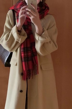 Korean Style Large Faux Wool Scarf - New Year Colors, Soft and Stylish, Perfect for Winter Fashion