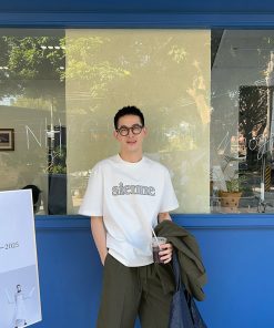 Korean Style Letter Embroidery Short Sleeve T-Shirt for Men - Summer Casual Loose Versatile Top