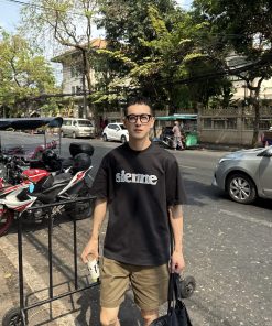 Korean Style Letter Print Black Short Sleeve T-Shirt for Men - Simple Casual Loose Fit Top for Spring