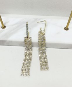 Korean-Style Light Luxury Full Diamond Long Tassel S925 Silver Hoop Earrings - Sparkling Accessories for Elegant Looks