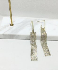 Korean-Style Light Luxury Full Diamond Long Tassel S925 Silver Hoop Earrings - Sparkling Accessories for Elegant Looks