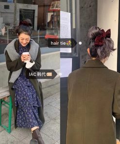 Korean Style Little Witch Velvet Bow Ribbon Hairband for Top Bun Volume - Trendy Hair Tie Accessory