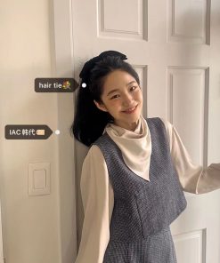 Korean Style Little Witch Velvet Bow Ribbon Hairband for Top Bun Volume - Trendy Hair Tie Accessory