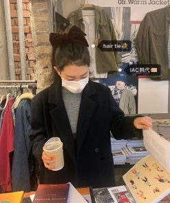 Korean Style Little Witch Velvet Bow Ribbon Hairband for Top Bun Volume - Trendy Hair Tie Accessory