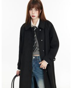 Korean Style Long Woolen Coat for Women, Waist-Cinching Slimming Fit, Perfect for Autumn and Winter, Spring 2025 Fashion