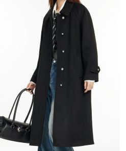 Korean Style Long Woolen Coat for Women, Waist-Cinching Slimming Fit, Perfect for Autumn and Winter, Spring 2025 Fashion