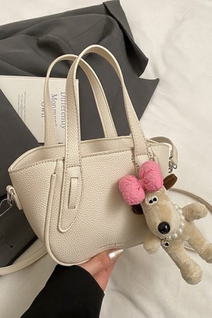 Korean Style Lychee Pattern Tote Bucket Bag for Women, 2025 Small Niche Design, Handheld Shoulder Crossbody Bag