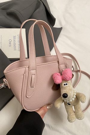 Korean Style Lychee Pattern Tote Bucket Bag for Women, 2025 Small Niche Design, Handheld Shoulder Crossbody Bag