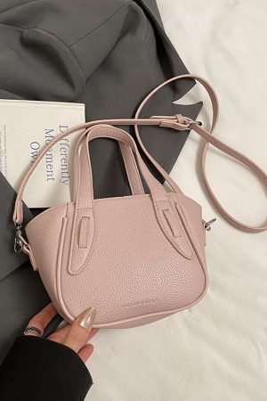 Korean Style Lychee Pattern Tote Bucket Bag for Women, 2025 Small Niche Design, Handheld Shoulder Crossbody Bag