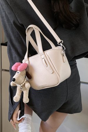 Korean Style Lychee Pattern Tote Bucket Bag for Women, 2025 Small Niche Design, Handheld Shoulder Crossbody Bag