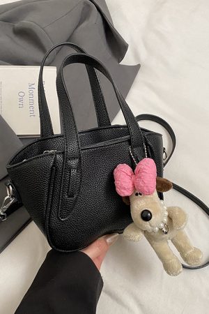 Korean Style Lychee Pattern Tote Bucket Bag for Women, 2025 Small Niche Design, Handheld Shoulder Crossbody Bag