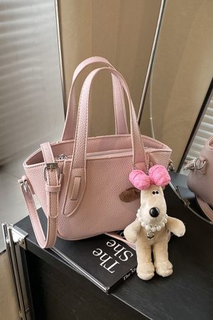 Korean Style Lychee Pattern Tote Bucket Bag for Women, 2025 Small Niche Design, Handheld Shoulder Crossbody Bag