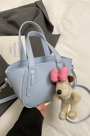 Korean Style Lychee Pattern Tote Bucket Bag for Women, 2025 Small Niche Design, Handheld Shoulder Crossbody Bag