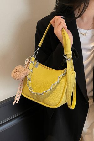 Korean-Style Lychee Texture Handbag for Women - Trendy 2025 Shoulder Crossbody Pillow Bag
