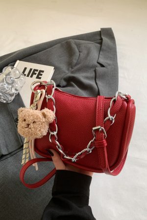 Korean-Style Lychee Texture Handbag for Women - Trendy 2025 Shoulder Crossbody Pillow Bag
