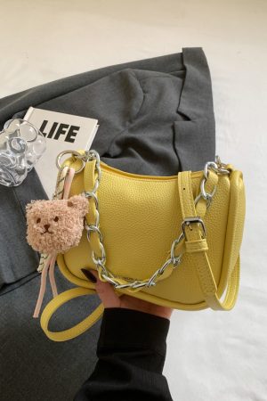 Korean-Style Lychee Texture Handbag for Women - Trendy 2025 Shoulder Crossbody Pillow Bag